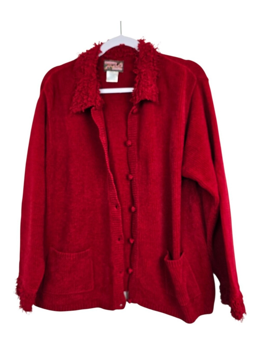 April Cornell Vintage Red Button-down Large Cardigan